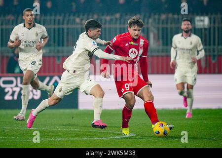 Monza, Italien. Februar 2024. Lorenzo Colombo (AC Monza) während des Spiels AC Monza vs AC Milan, italienische Fußball Serie A in Monza, Italien, 18. Februar 2024 Credit: Independent Photo Agency/Alamy Live News Stockfoto