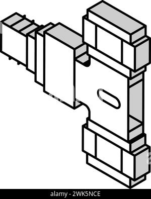 Bifurkationsrohr des Drainagesystems isometrische Symbolvektorillustration Stock Vektor