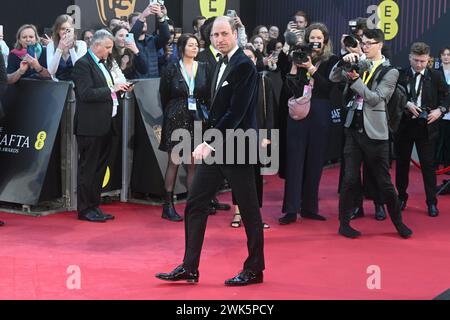 London, Großbritannien. Februar 2024. William, Prince of Wales, nimmt am 18. Februar 2024 an den EE BAFTA Film Awards 2023 in der Royal Festival Hall in London Teil. Foto: Rune Hellestad/ Credit: UPI/Alamy Live News Stockfoto