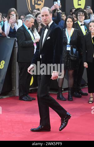 London, Großbritannien. Februar 2024. William, Prince of Wales, nimmt am 18. Februar 2024 an den EE BAFTA Film Awards 2023 in der Royal Festival Hall in London Teil. Foto: Rune Hellestad/ Credit: UPI/Alamy Live News Stockfoto
