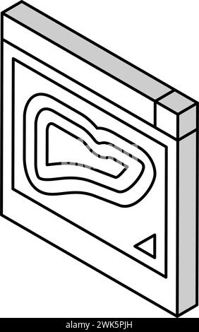 Isometrische Symbolvektorgrafik für radiologische Untersuchungen in der Leber Stock Vektor