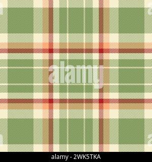 Setzmuster Vektor Textil, Bühne karierte Textur Stoff. Nahtloser Hintergrund mit Karomuster im Herbst in grüner und heller Farbe. Stock Vektor