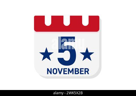 Symbol für die Erinnerung an die Wahlen. Abreißkalender mit amerikanischem Sternsymbol. Stock Vektor