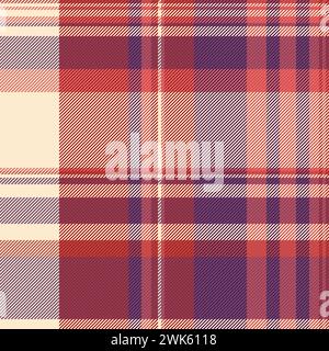 Einladung Check Stoff Plaid, Wohnung Textil Vektor Hintergrund. Tartan mit nahtlosem Muster in Rot und Magenta. Stock Vektor