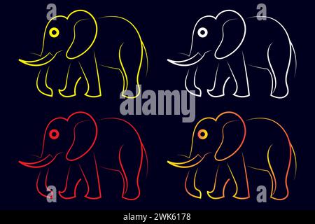 Elefanten-Strichgrafik-Design bearbeitbarer aktiver Strichvektor. Stock Vektor
