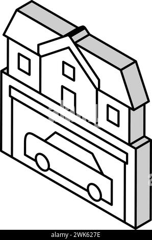 Isometrische Ikonen-Vektorillustration für das Parken des Hauses Stock Vektor