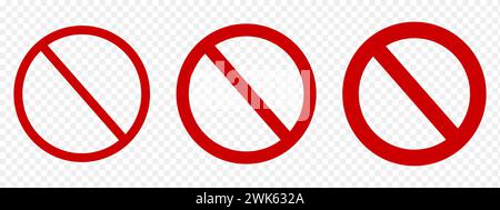 Satz roter Verbotszeichen. Keine Eingabesymbole. Warnpiktogramme. Symbole für Stopp und Parken verboten. Kommunikationselemente für grafische Alarme isoliert auf transparentem Hintergrund. Illustration der Vektorabwicklung Stock Vektor