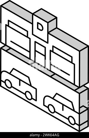 Isometrische Symbolvektorgrafik zum Parken von Geräten Stock Vektor