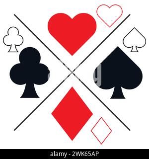 Poker Spielkarten Anzug Satz Vektor Symbole Illustration. Stock Vektor