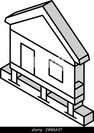 Bungalowhaus isometrische Icon Vektor Illustration Stock Vektor