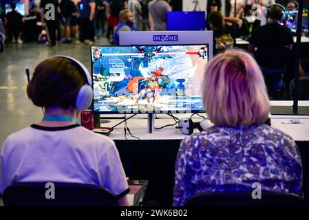 Las Vegas, Nevada, USA. August 2023. Spieler, die an Spielen im Evo 2023 teilnehmen, das im Mandalay Bay Resort in Las Vegas stattfindet. Kredit: Ken Howard/Alamy Stockfoto