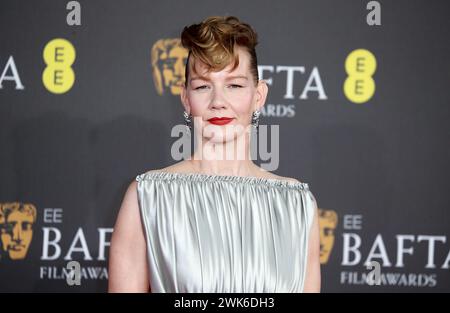 London, Großbritannien. Februar 2024. Sandra Huller nimmt 2024 an den EE BAFTA Film Awards in der Royal Festival Hall in London Teil. Quelle: SOPA Images Limited/Alamy Live News Stockfoto