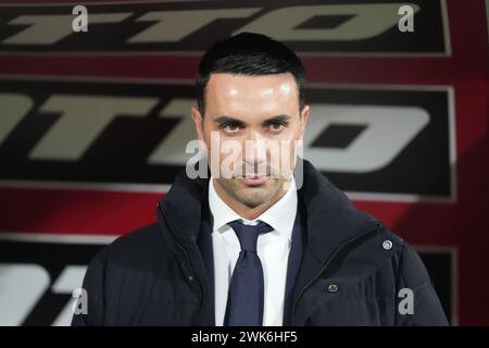 Monza, Italien. Februar 2024. Raffaele Palladino (Cheftrainer AC Monza), während AC Monza vs AC Milan, Serie A, im U-Power Stadium. Quelle: Alessio Morgese/Alessio Morgese/Emage/Alamy Live News Stockfoto