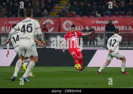 Monza, Italie. Februar 2024. Dany Mota (AC Monza) während des italienischen Meisterschaftsspiels der Serie A zwischen AC Monza und AC Milan am 18. Februar 2024 im U-Power Stadium in Monza, Italien - Foto Morgese-Rossini/DPPI Credit: DPPI Media/Alamy Live News Stockfoto