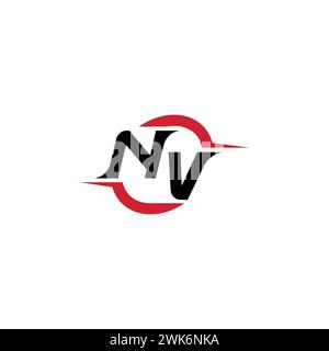 NV Initial Logo cooles und stylisches Konzept für E-Sport- oder Gaming-Logo als Inspiration Stock Vektor