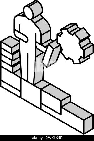 Illustration des isometrischen Symbols der Master Tiler Stock Vektor