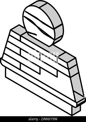 Isometrische Iconvektorillustration des Holzdachs Stock Vektor