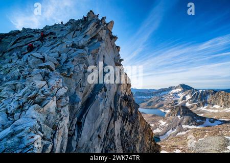 Ausblicke beim Bergsteigen auf dem Capitol Peak Mountain, Colorado, USA Stockfoto