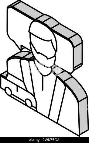 Männliche Fahrschullehrer isometrische Icon Vektor Illustration Stock Vektor