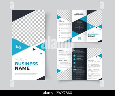 Business dreifach gefaltete Broschüre Firmenfirma Faltblatt Layout Design Stock Vektor