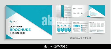 Dreifaches Broschürendesign für die Geschäftslandschaft, Layout der Firmenvorlage Stock Vektor