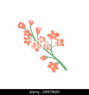 Hand gezeichnete Frühlingsblumen auf Astvektorillustration. Kann für Dekorationsbanner, Grußkarte, Einladungsdekor verwendet werden. Stock Vektor