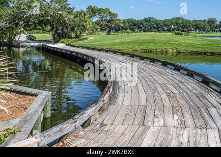 Golfer, die den kleinen Sandy-Kurzurlaub im Omni Amelia Island Resort an der Küste im Nordosten Floridas genießen. (USA) Stockfoto