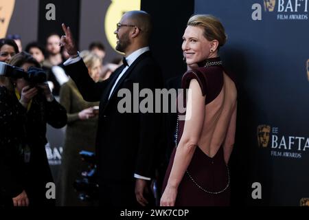 Royal Festival Hall, London, Großbritannien. Februar 2024. Cate Blanchett fotografierte 2024 bei den EE BAFTA Film Awards Red Carpet Arrivals. Foto von Julie Edwards./Alamy Live News Stockfoto