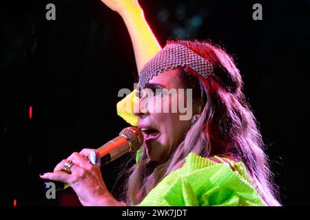 Daniela Mercury tritt am 18. Februar 2024 im Pipoca da Rainha Carnival Block auf der Rua da Consolacao in Sao Paulo auf. (Foto: Ronaldo Silva/NurPhoto) Credit: NurPhoto SRL/Alamy Live News Stockfoto