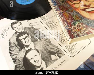 Musikausstellung - Buddy Holly; Musik und Cover Stockfoto