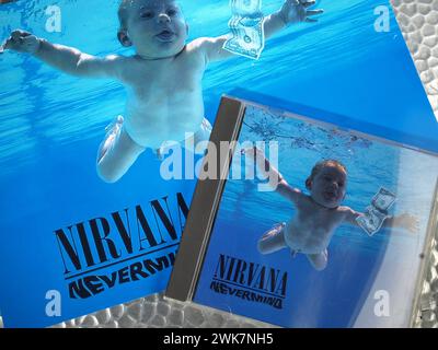 Musikausstellung - Nevermind Album Nirvana CD - Grunge Music Stockfoto