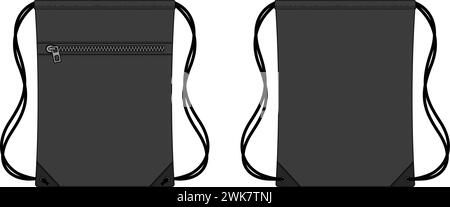 Kordelzug Tasche, Rucksack Vektor Vorlage Illustration Stock Vektor