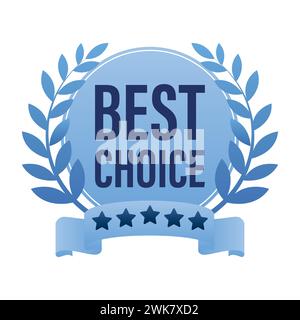 Lorbeerkranz auszeichnen. BEST-Choice-Etikett isoliert auf weißem Hintergrund. Flache trendige Stil Vektor-Illustration Stock Vektor
