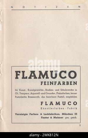 1937 Münchener jahr Austellung, neue Pinakothek , August-Oktober, 9-17 Uhr, Eintritt 50PF / 1937 Münchener Jahresausstellung, neue Bildergalerie, von August bis Oktober, 9-17 Stunden, Eintritt 50PF 1930er Jahre deutsche Kunstausstellung / die deutsche Kunst der 1930er Jahre / Deutsche Bildhauer / Deutsche Bildhauer / Deutsche Maler / deutsche Künstler . deutsche Werbung aus den 1930er Jahren / Deutsche Anzeigen / deutsche Werbung Stockfoto