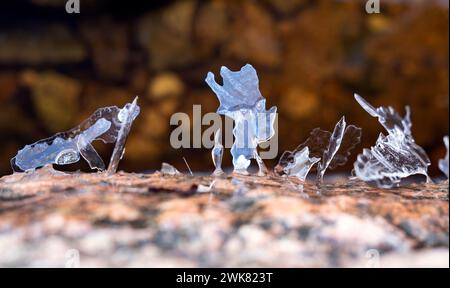 Eiszapfen in extremer Nahaufnahme Stockfoto