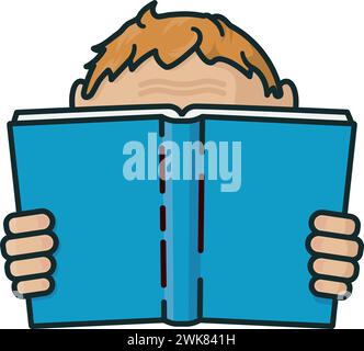 Junge liest ein Buch Karikatur isolierte Vektor-Illustration für International Childrens Picture Book Day am 2. April Stock Vektor