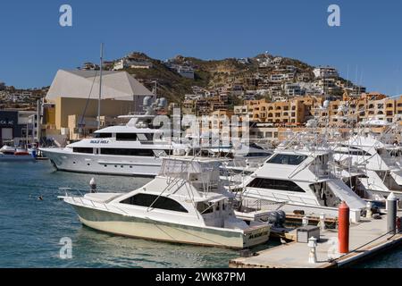 Cabo San Lucas, Mexiko - 14. Januar 2024: Fischerboote im Hafen von Cabo San Lucas Stockfoto