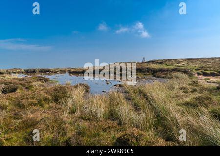 Trig Point am Gipfel des Black Hill, auch bekannt als Cats Back, Herefordshire UK. September 2020 Stockfoto