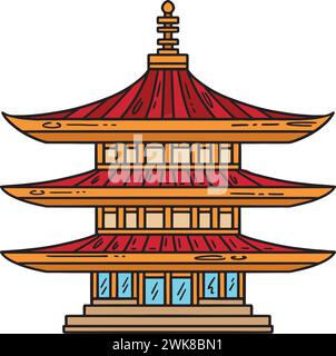 Pagode Cartoon Farbige Clipart-Illustration Stock Vektor