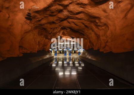 Radhuset Metro, U-Bahn-Station auf der blauen Linie an der Stockholm tunnelbana in Kungsholmen, Stockholm, Schweden Stockfoto