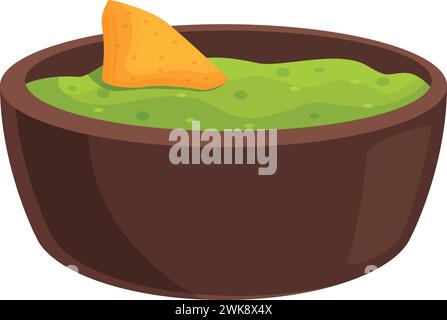 Nachos in grüner Soße Schüssel Icon Cartoon Vektor. Mexikanisches Partyessen. Traditioneller Tag Stock Vektor
