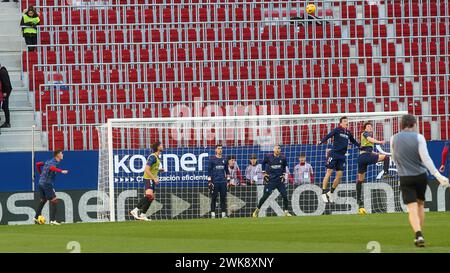 Pamplona, Spanien. Februar 2024. Sport. Fußball/Fußball.das Fußballspiel La Liga EA Sports zwischen CA Osasuna und Cadiz CF fand am 17. Februar 2024 im El Sadar Stadion in Pamplona (Spanien) statt. Kredit: Inigo Alzugaray/Cordon Press Kredit: CORDON PRESS/Alamy Live News Stockfoto