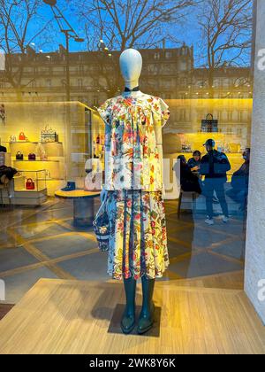 Paris, Frankreich, Nahaufnahme, Luxusgeschäft, Schaufensteranzeige, Fashion Mannequin, Avenue Champs-Elysees, Dior Store Front Exclusive Stockfoto