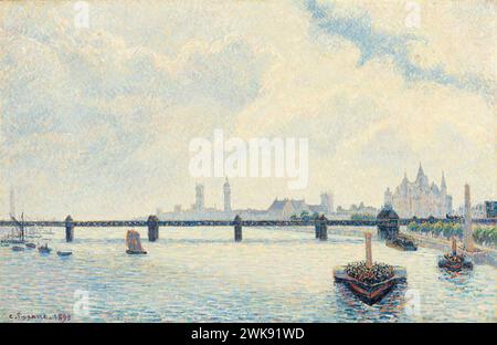 Charing Cross Bridge, London. Camille Pissarro. 1890. Stockfoto