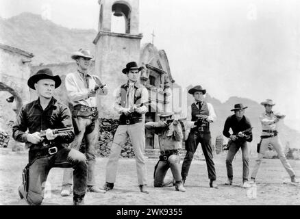 The Magnificent Seven - Yul Brynner, Steve McQueen, Horst Buchholz, Charles Bronson, Robert Vaughn, Brad Dexter und James Coburn Stockfoto