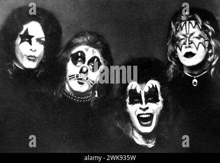 KISS Debütalbum Fotosession - 1974 Stockfoto