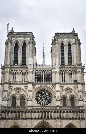 Paris, Frankreich. Februar 2024. Dieses Foto zeigt den Wiederaufbau von Notre Dame von Paris am 19. Februar 2024. Foto: Firas Abdullah/ABACAPRESS.COM Credit: Abaca Press/Alamy Live News Stockfoto