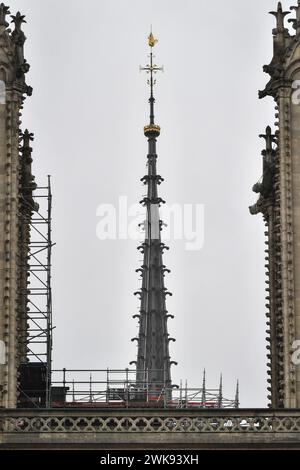 Paris, Frankreich. Februar 2024. Dieses Foto zeigt den Wiederaufbau von Notre Dame von Paris am 19. Februar 2024. Foto: Firas Abdullah/ABACAPRESS.COM Credit: Abaca Press/Alamy Live News Stockfoto