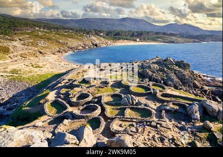 Castro de Baroña, Porto do Son, Ria de Muros y Noya, A Coruña, Galicien, Spanien. Stockfoto