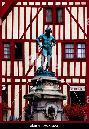 Denkmal für Francois Rude, französischer Bildhauer, Place Francois Rude, Dijon, Dijon, Departement Côte-d'Or, Burgund, Frankreich Stockfoto
